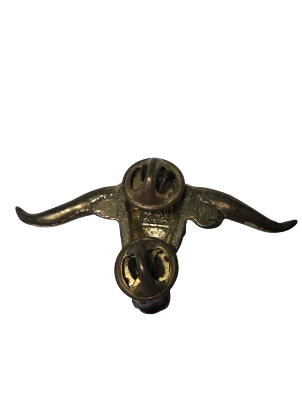Vintage Texas Longhorn Bull Enamel Lapel Pin Dual Clutch Back Western Ranch - Picture 2 of 4